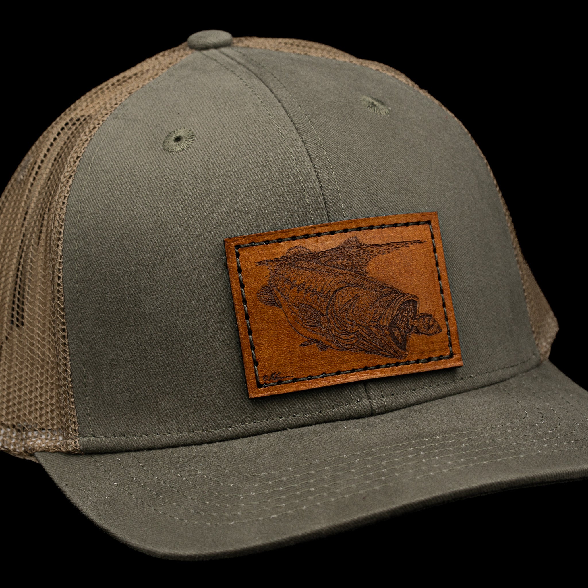 Largemouth Bass “Gulp” Leather Patch Trucker Hat – Finatics Fly Company