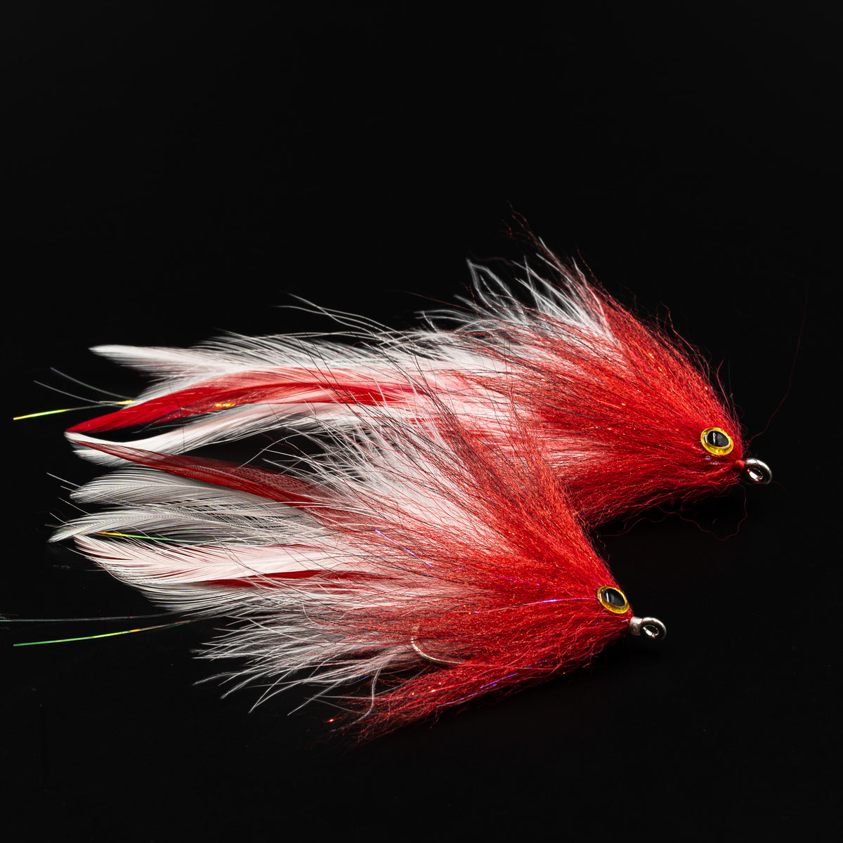 Bomber Brush Fly by FlySmith Flies in Red/White, 4/0 and 6/0 sizes