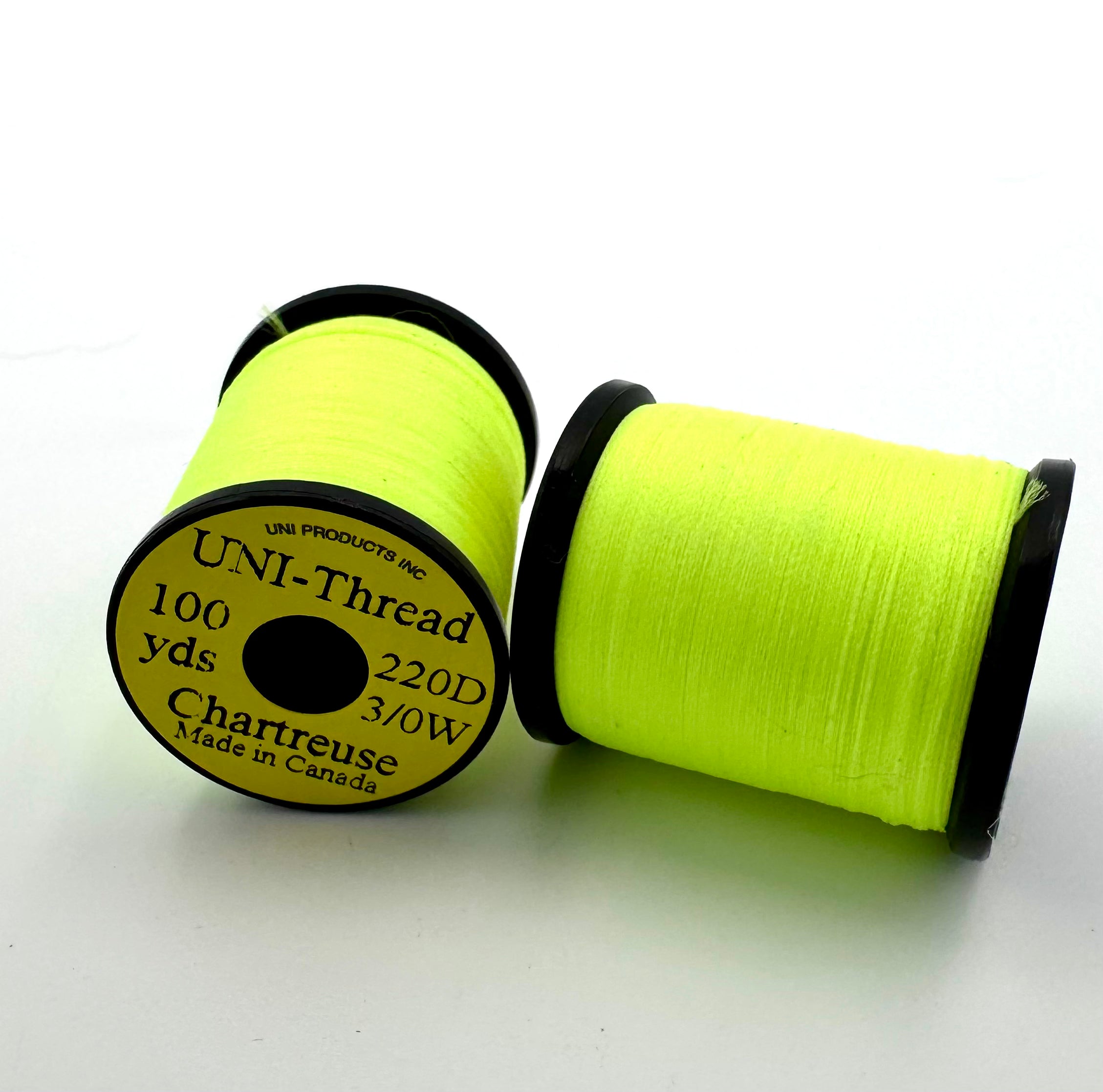 3/0 UNI-Thread 220 Denier fly tying thread in Chartreuse spool
