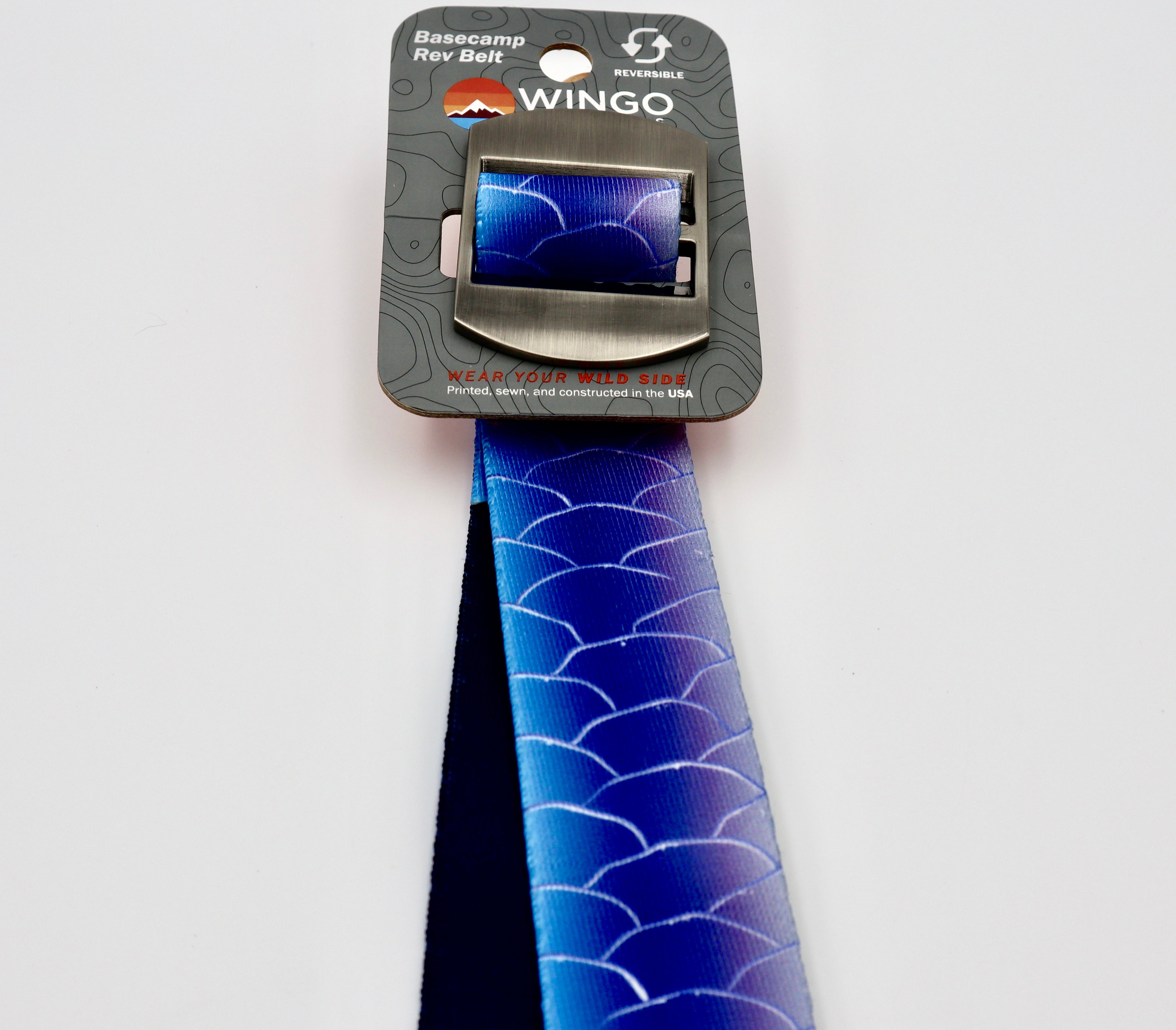 BASECAMP REV BELT black and teal version displayed on surface