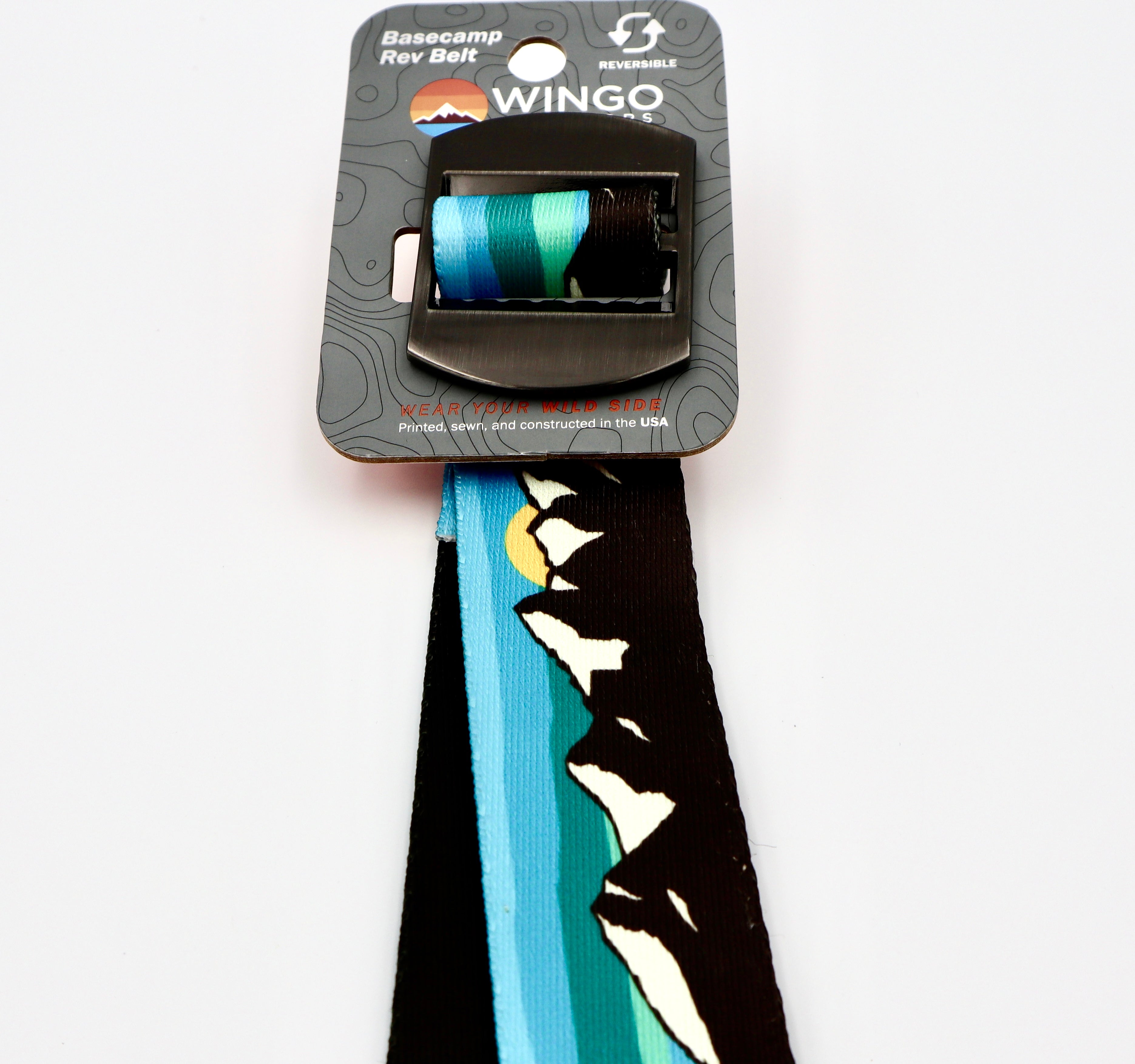 BASECAMP REV BELT grey model showing full strap and buckle