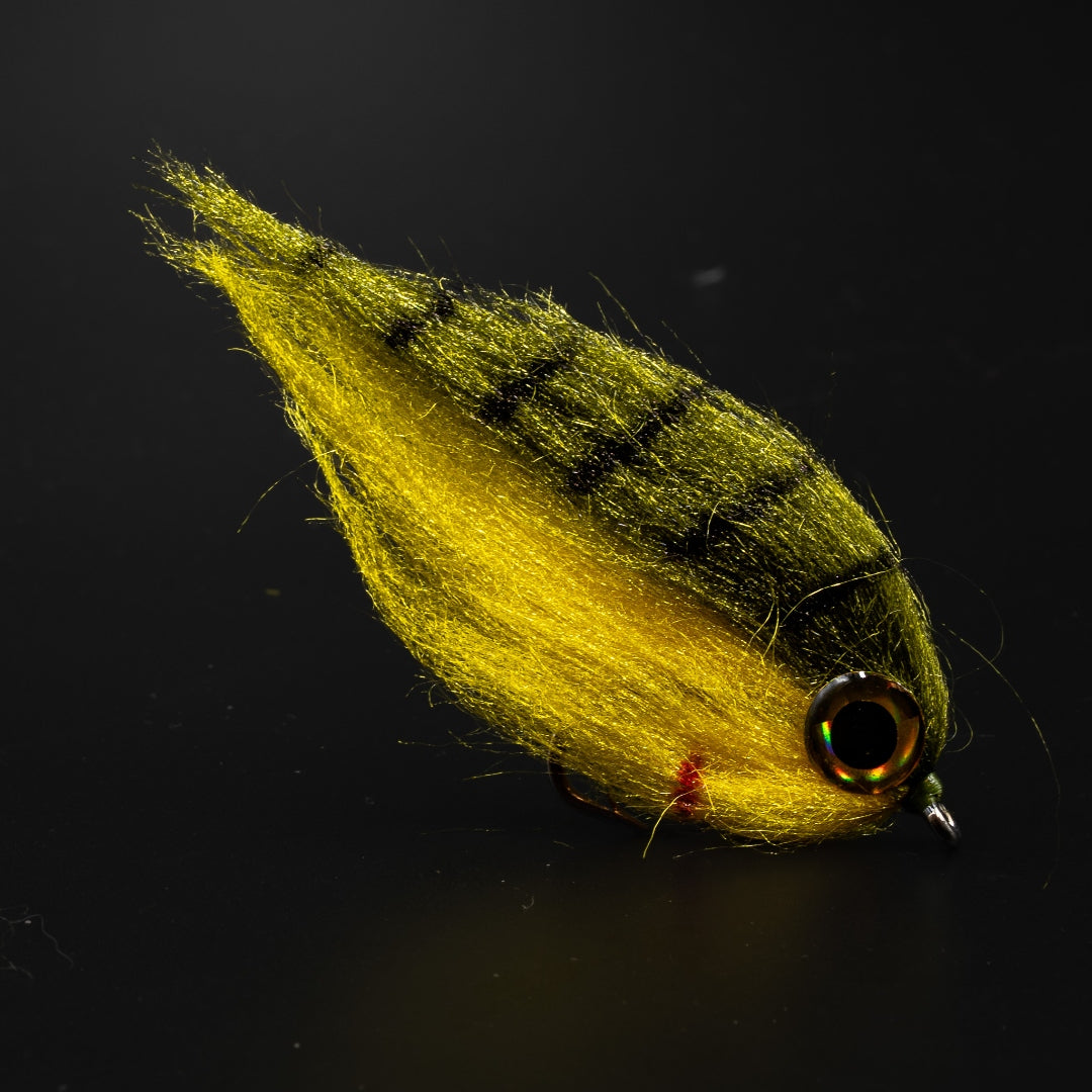 Lunch Money yellow perch baitfish fly by FINATICS Fly Company