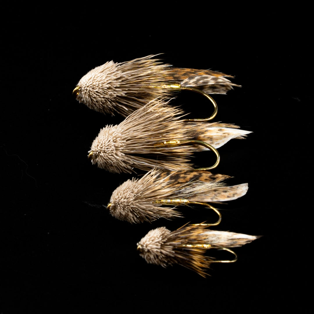 Muddler Minnow sculpin streamer fly by FINATICS - classic Don Gapen 1936 pattern with deer hair head and mottled turkey wing on Daiichi 1710