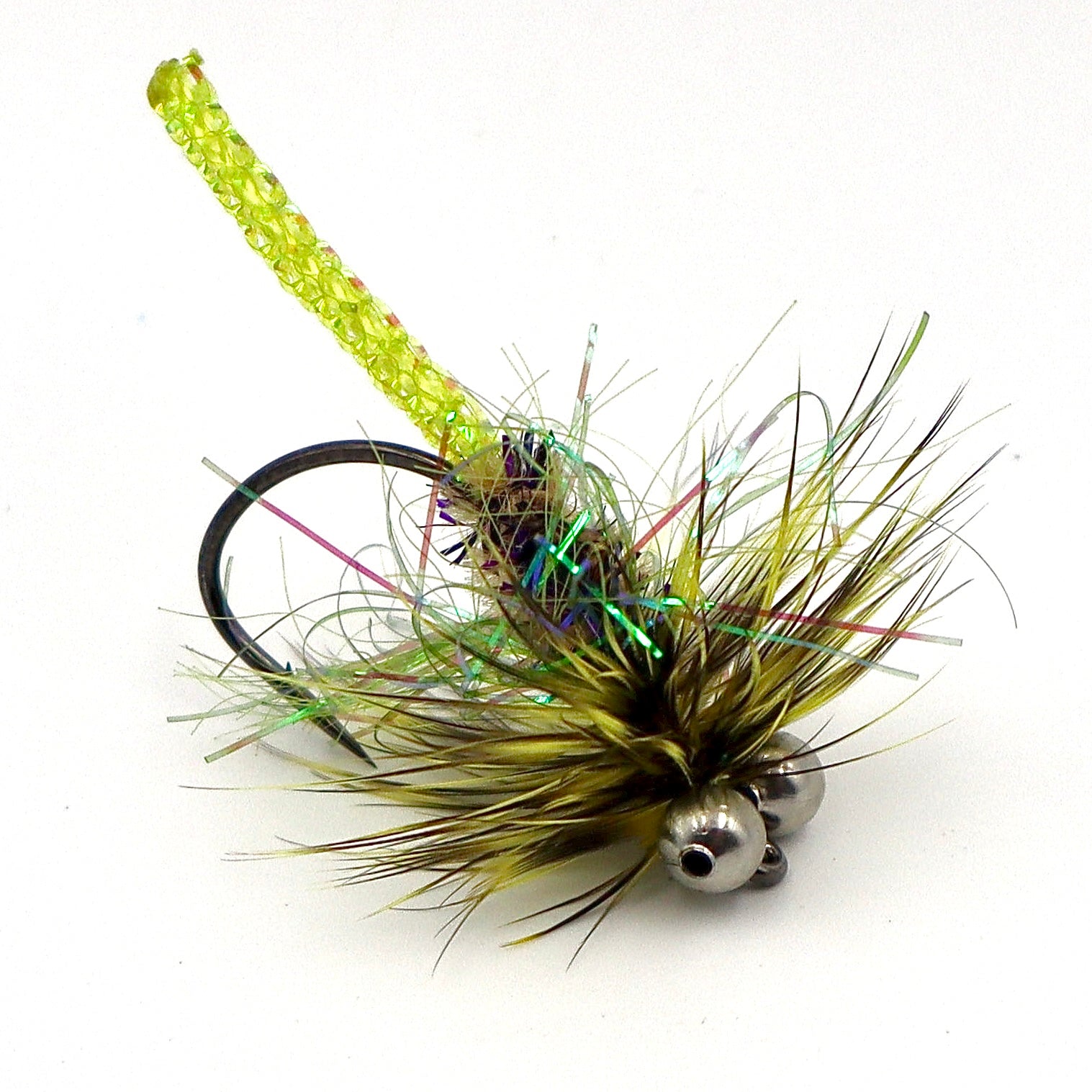 Bass Candy - Dirty Loaf fly with chartreuse and black accents