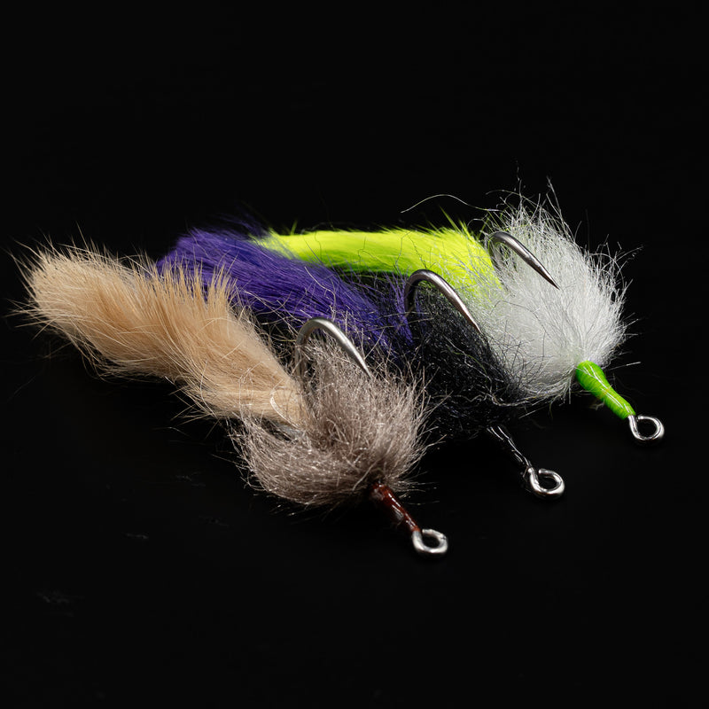Tarpon Slayer tarpon flies in Tan, Purple and Chartreuse - FINATICS Fly Company