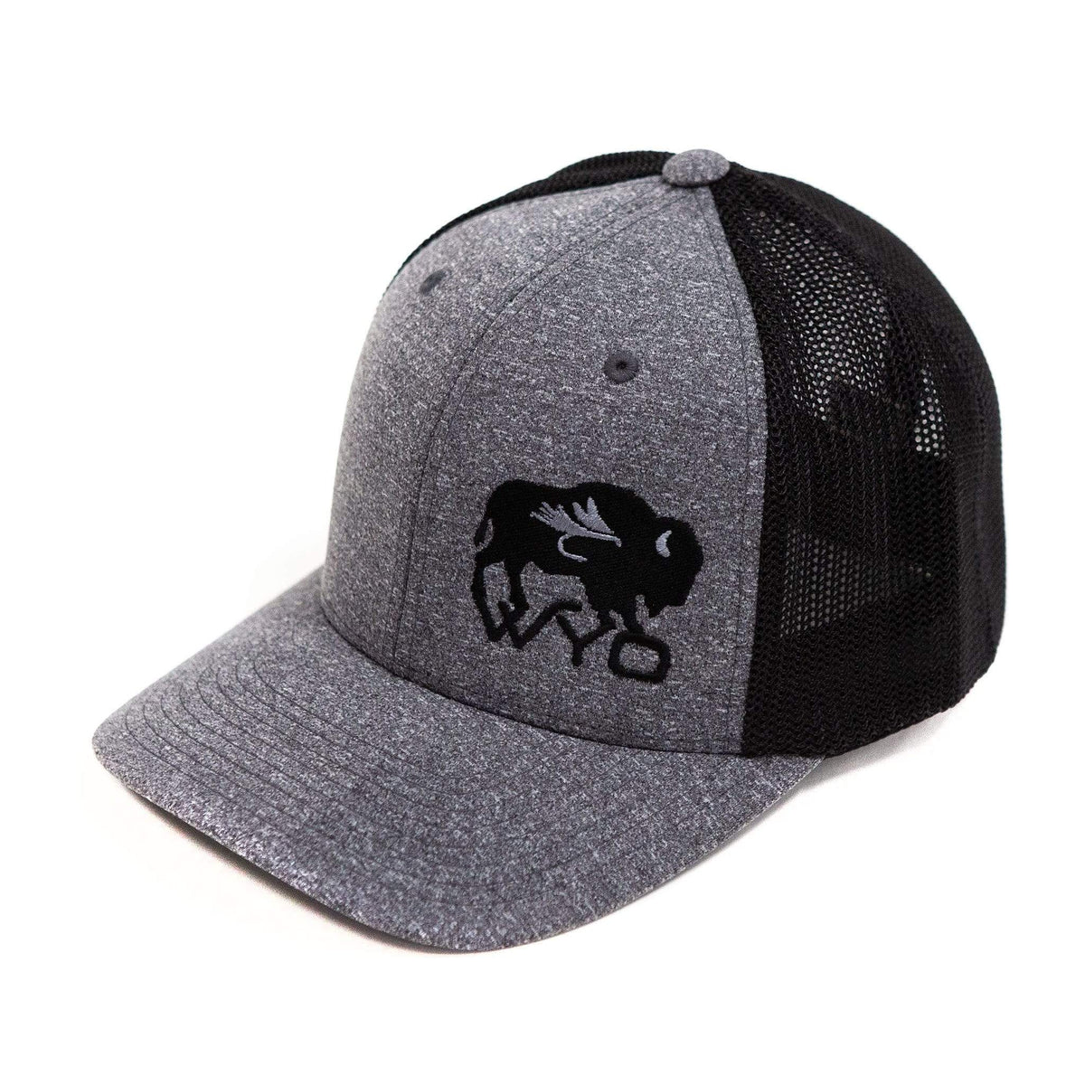 Wyo Fly Bison Flex-Fit Mesh Hat - Heather Gray/Black