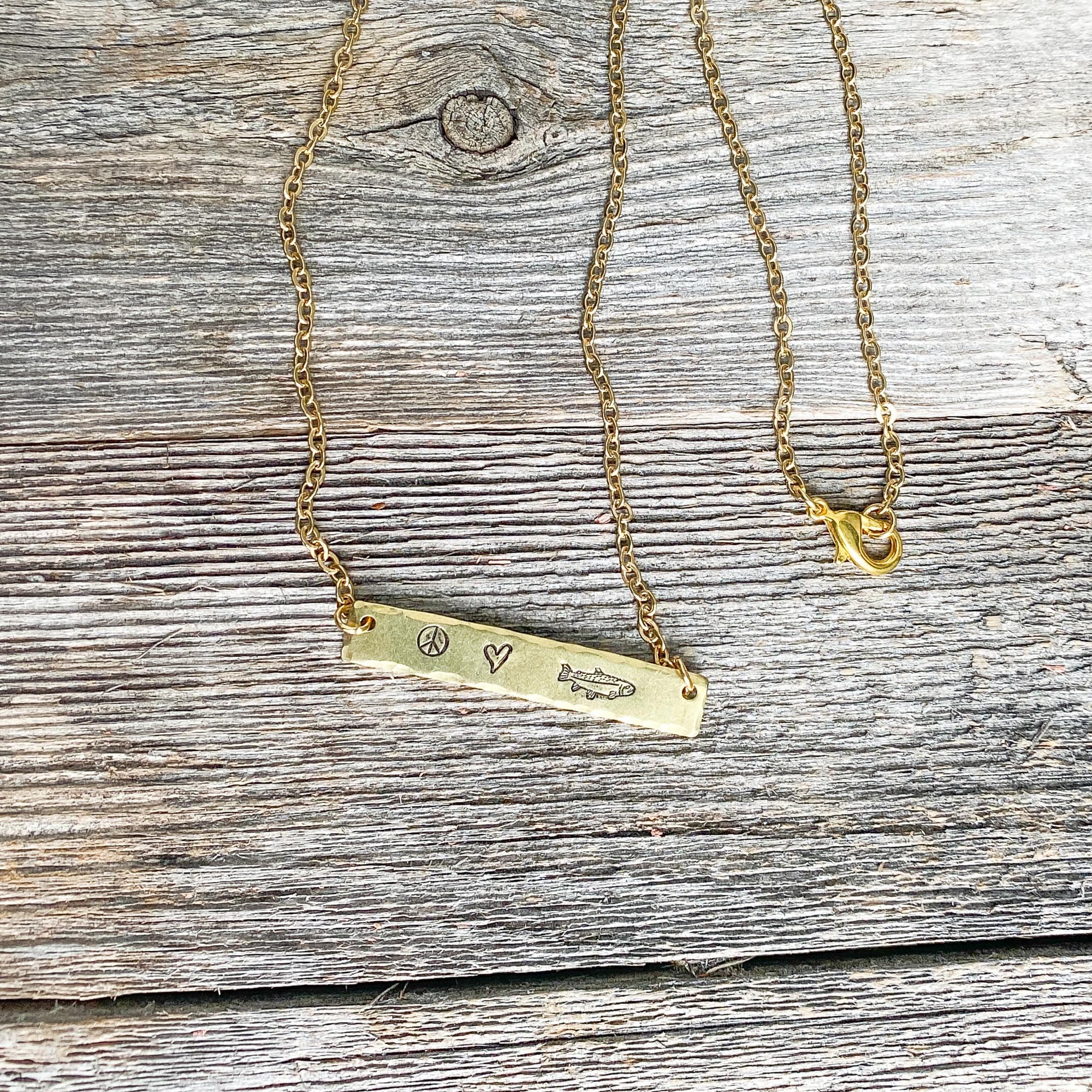 Peace, Love + Fishing Necklace