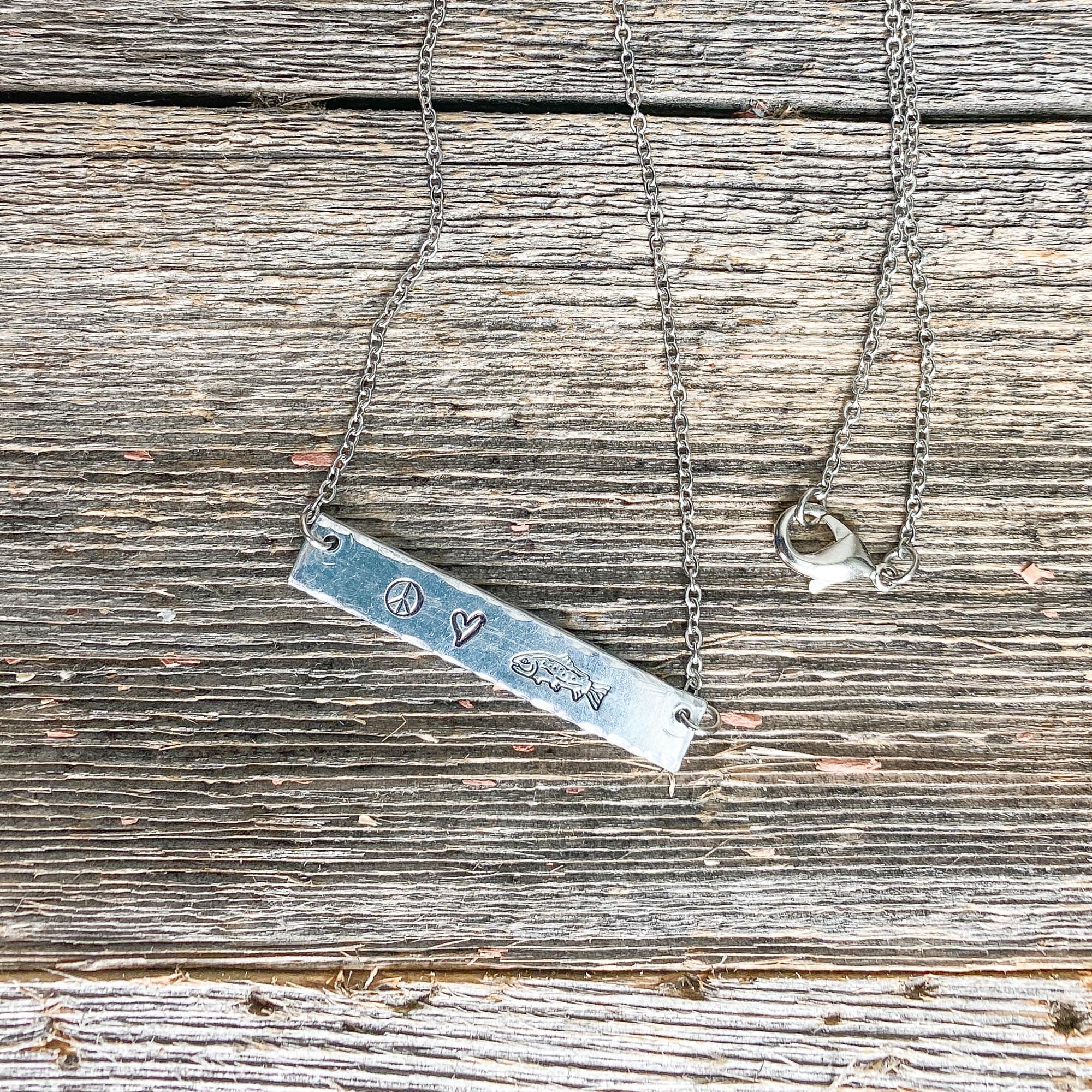 Peace, Love + Fishing Necklace