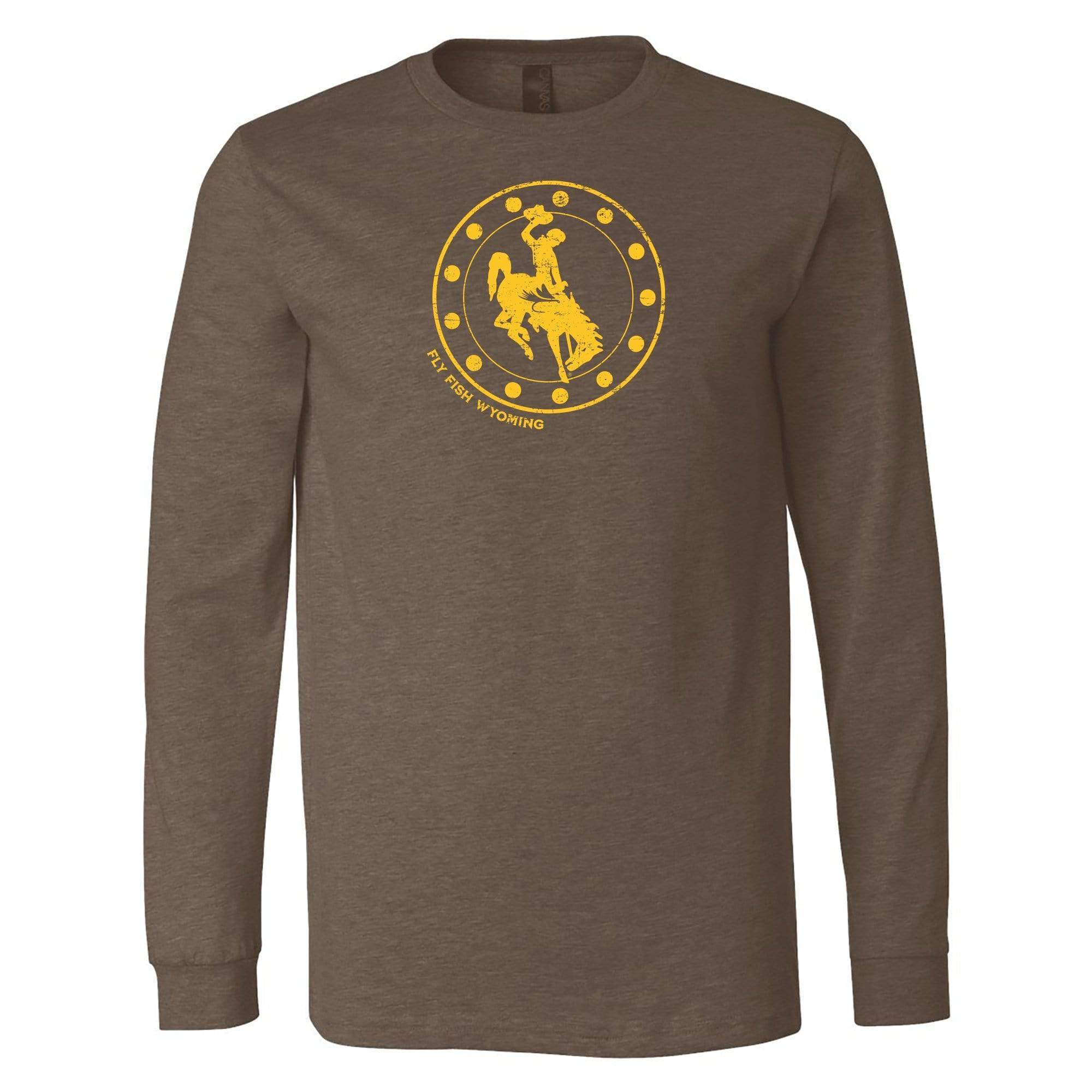 Reel Wyo Bucking Horse Long Sleeve Tee - Heather Brown