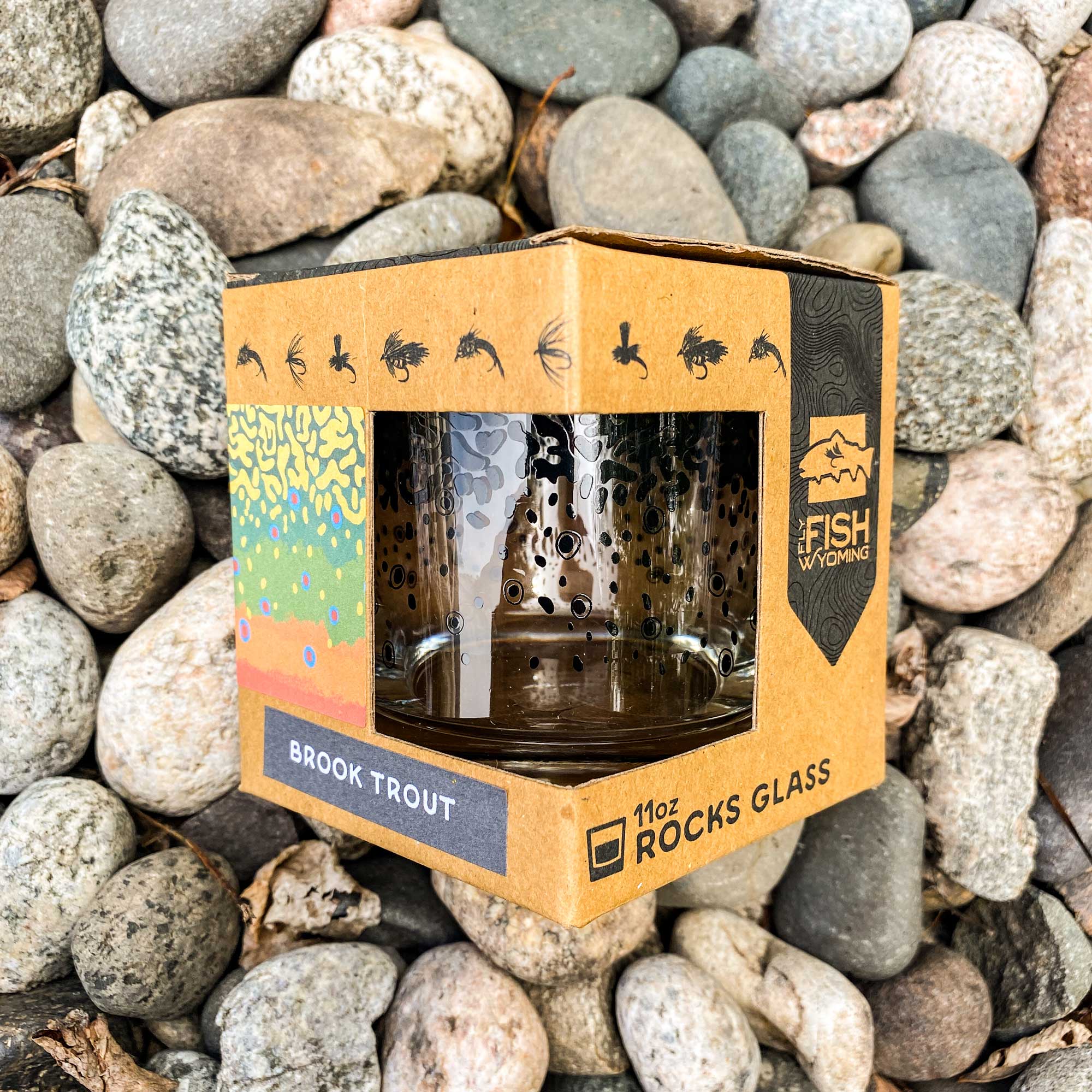 Wyo Brook Trout Pattern Rocks Glass