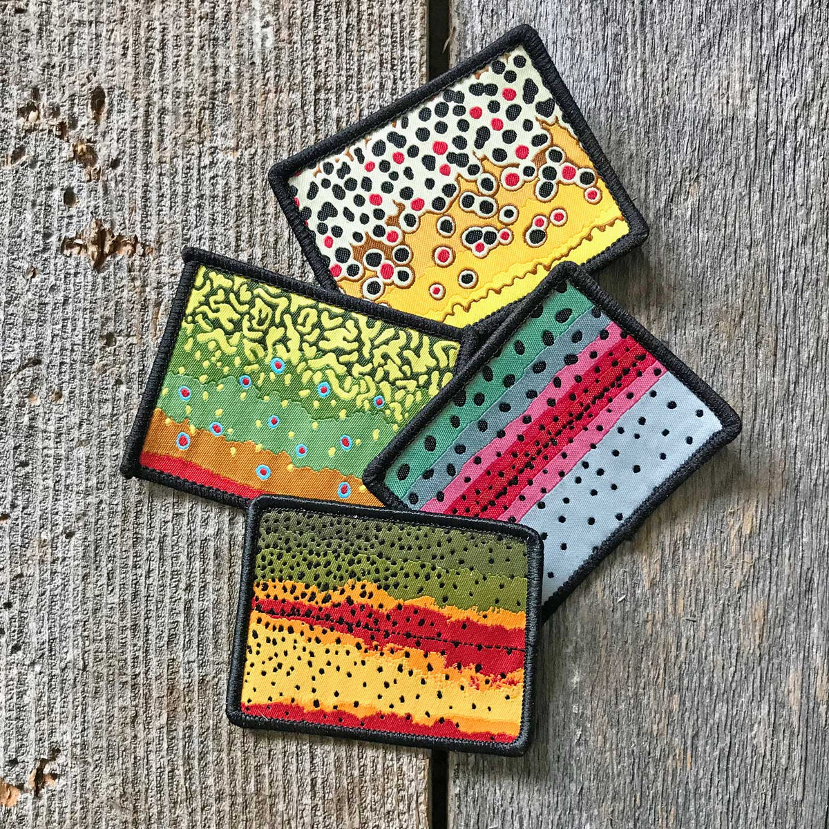 Rainbow Trout Pattern Wyoming State Shape Iron-On Patch