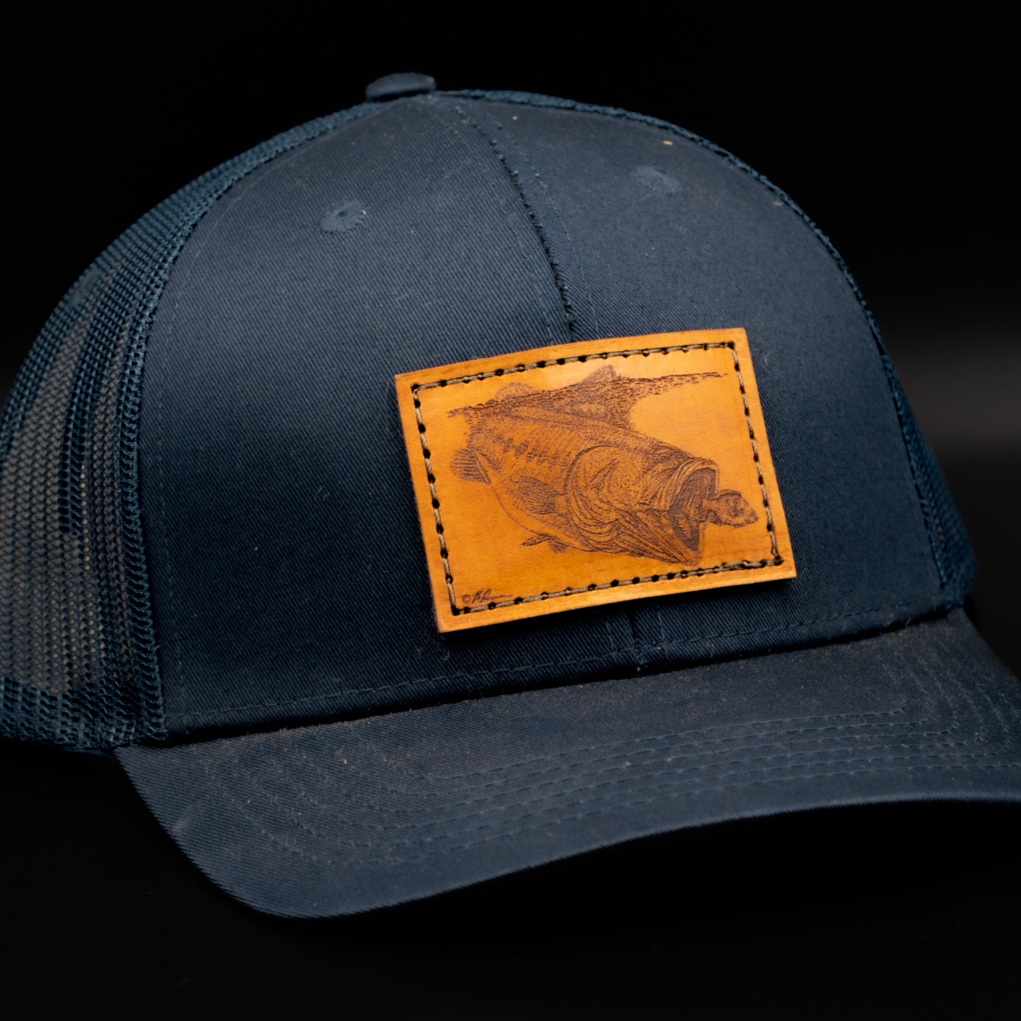 Largemouth Bass “Gulp” Leather Patch Trucker Hat – Finatics Fly Company