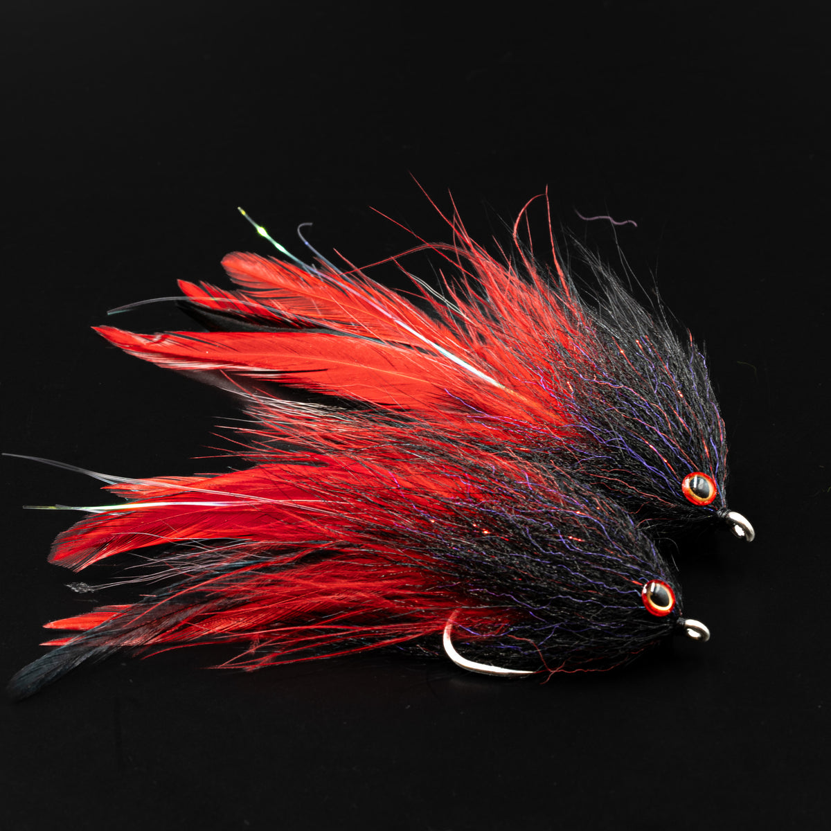 Bomber Brush Fly by FlySmith Flies in Black/Red, 4/0 and 6/0 sizes