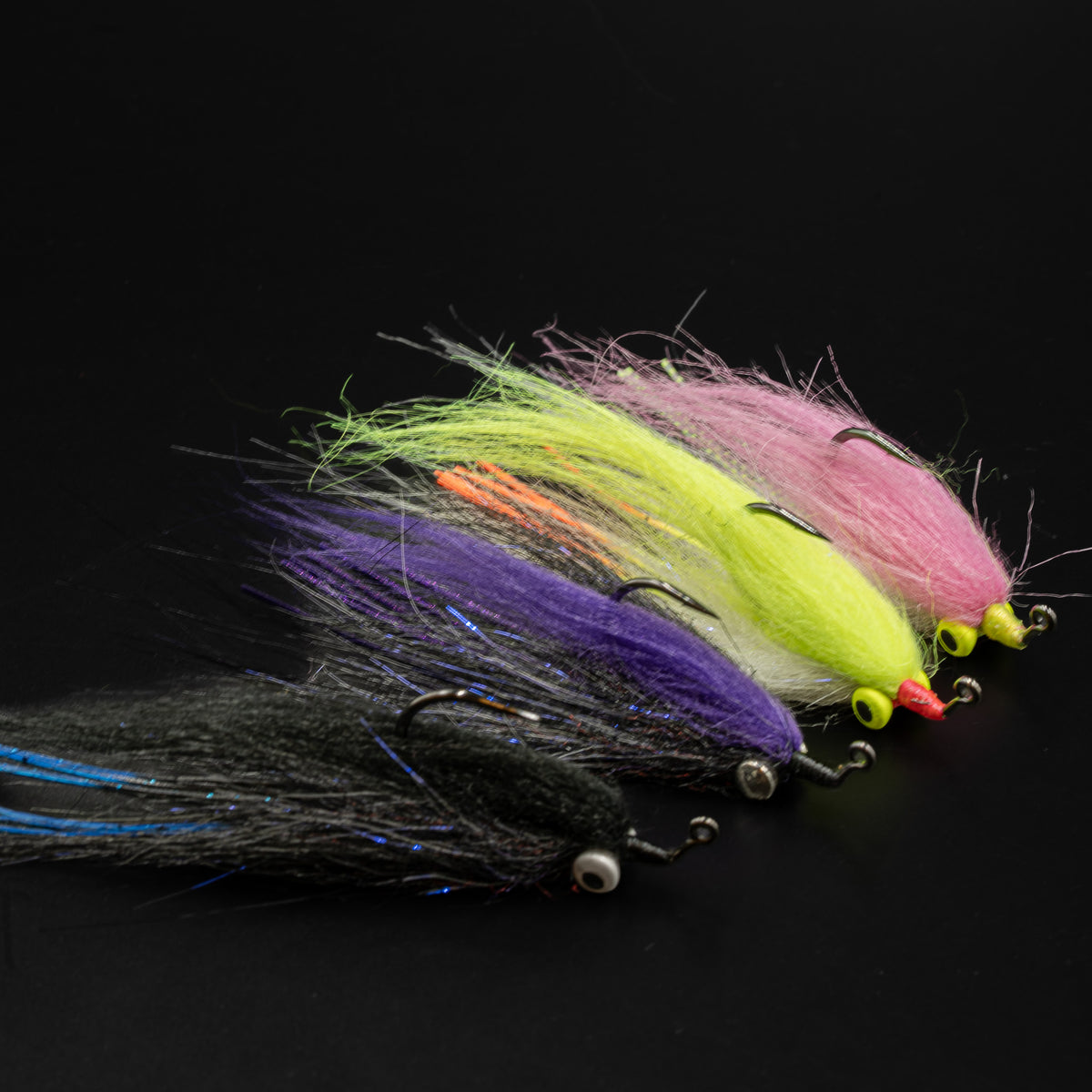 Po' Boy by FlySmith Flies in Pink, Chartreuse, Black, and Purple