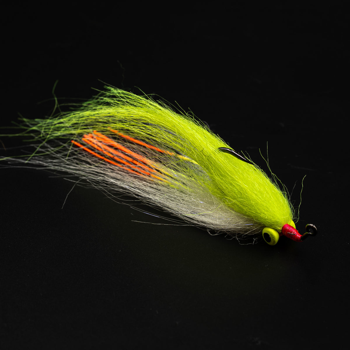 Po' Boy by FlySmith Flies in Chartreuse, 2/0 jig hook with lead eyes