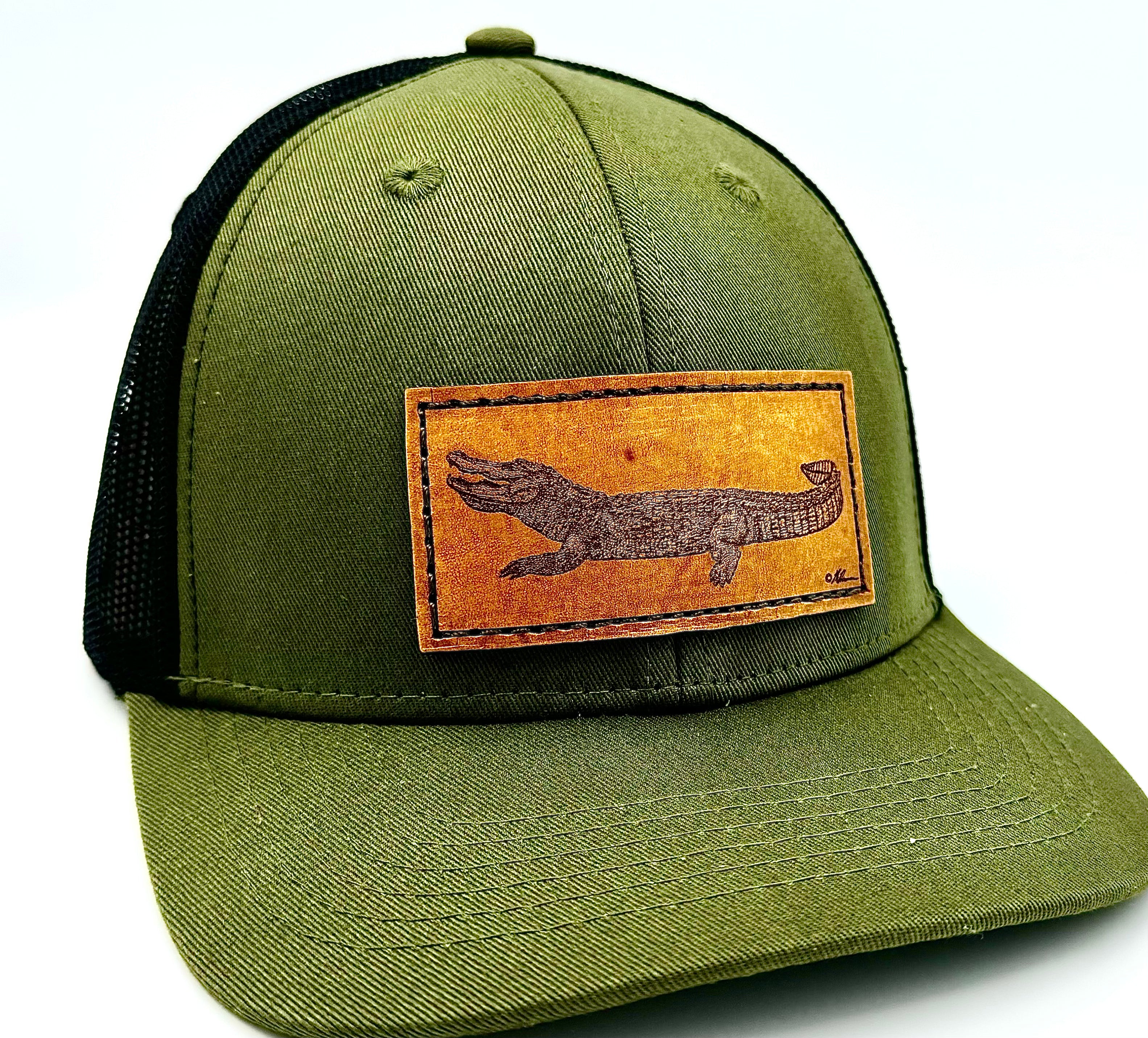 Performance Trucker Hat - Gator Leather Patch