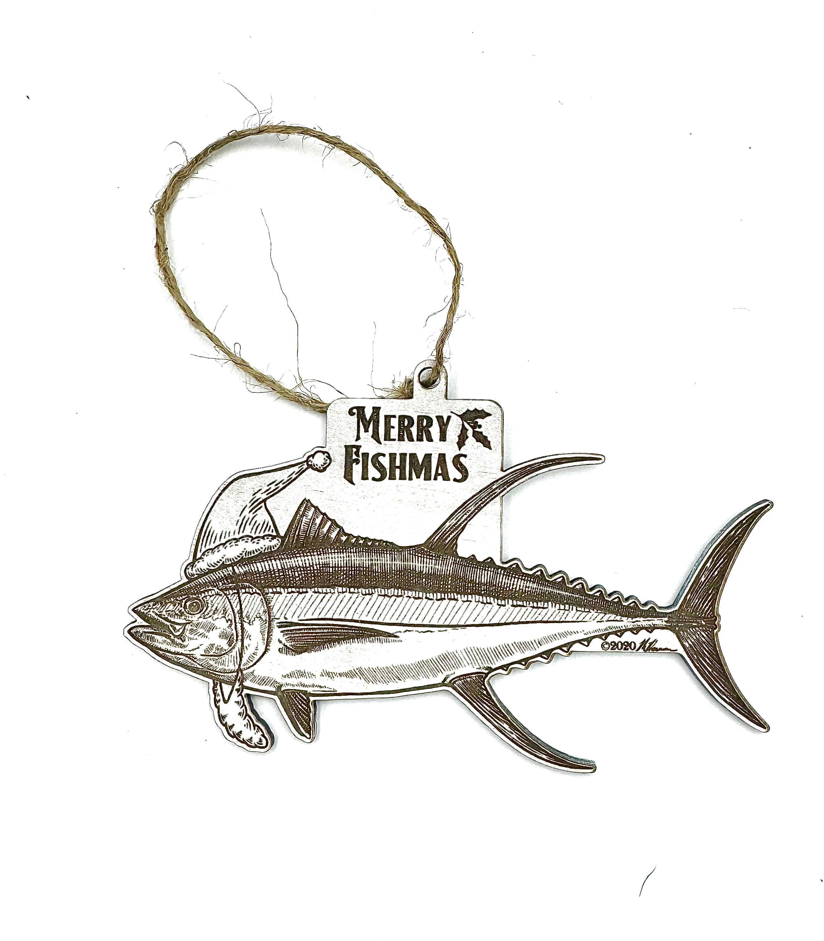 Wood Christmas Ornaments - Yellowfin Tuna Fishmas Ornaments