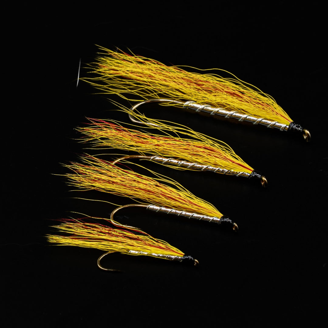 Mickey Finn Fire Tiger bucktail streamer flies by FINATICS - 4 sizes on Daiichi 2220