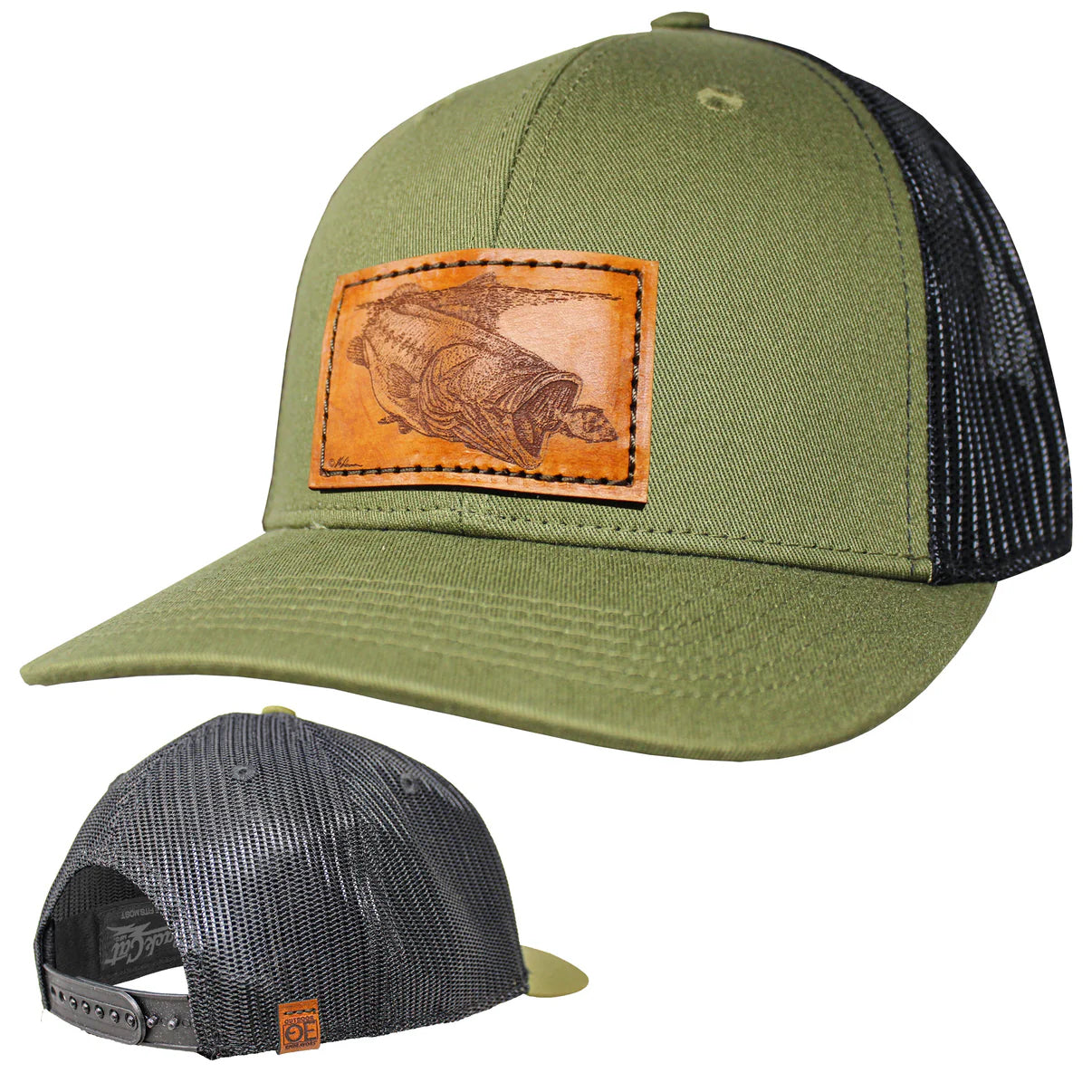 OE - Performance Trucker Hat - Largemouth Bass Gulp Leather Patch