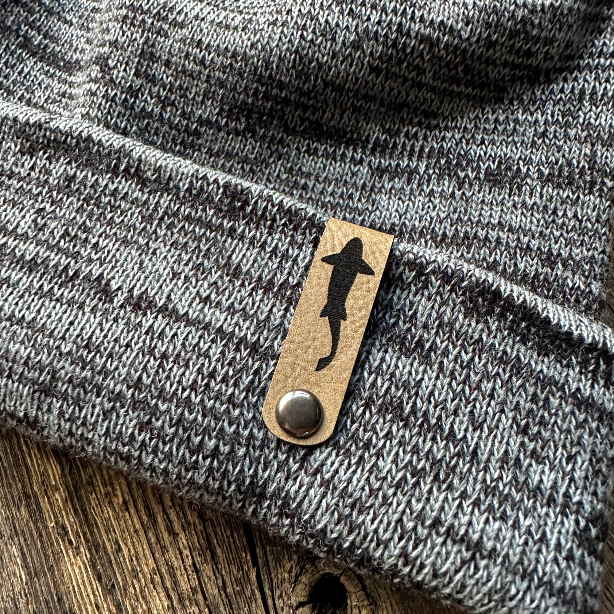Trout Swimming Leather Tag Cuff Beanie