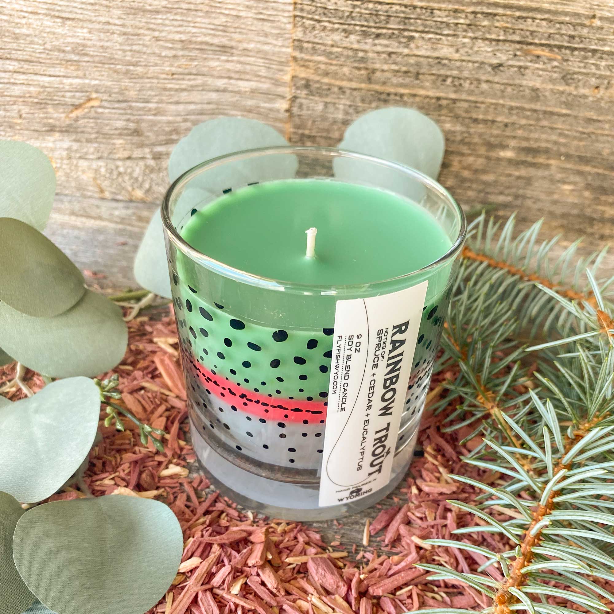 Wyo Rainbow Trout Pattern Candle