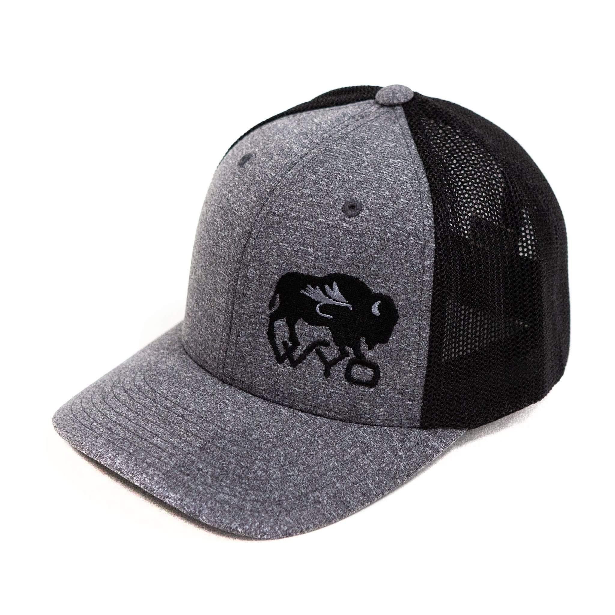 Wyo Fly Bison Flex-Fit Mesh Hat - Heather Gray/Black