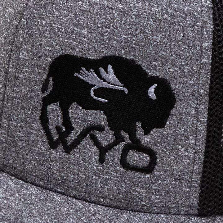 Wyo Fly Bison Flex-Fit Mesh Hat - Heather Gray/Black
