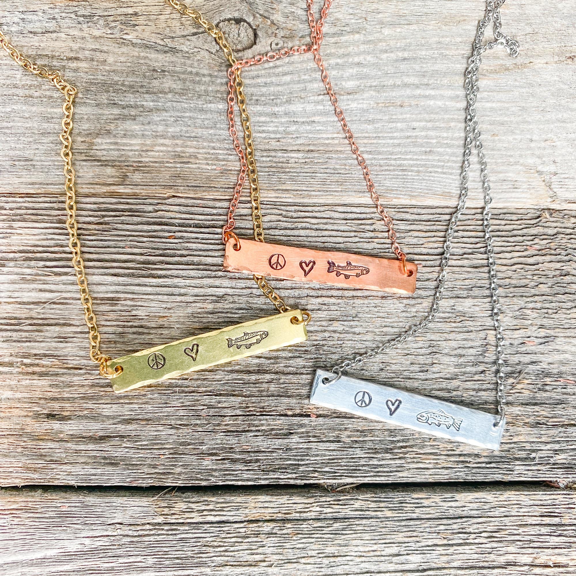 Peace, Love + Fishing Necklace