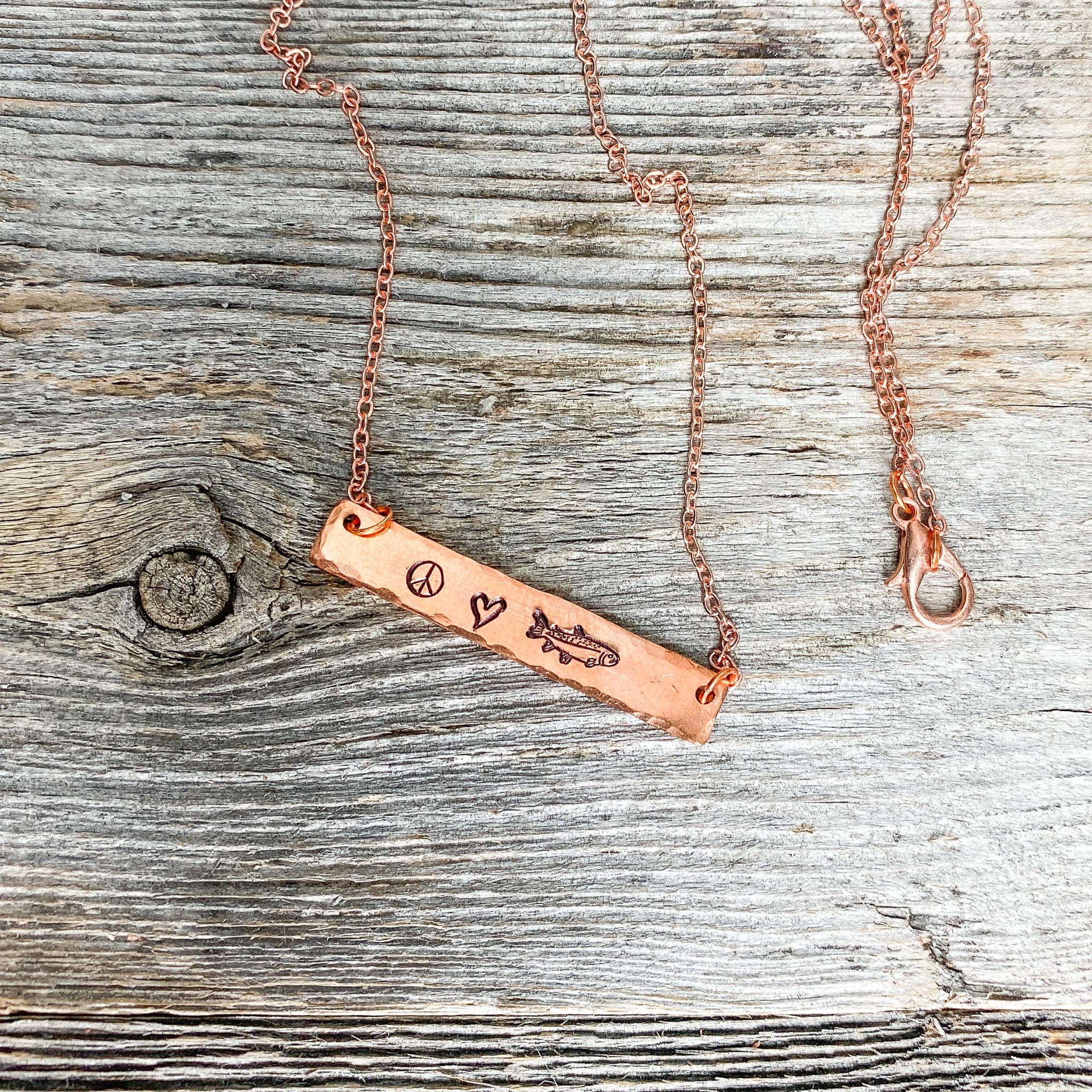 Peace, Love + Fishing Necklace