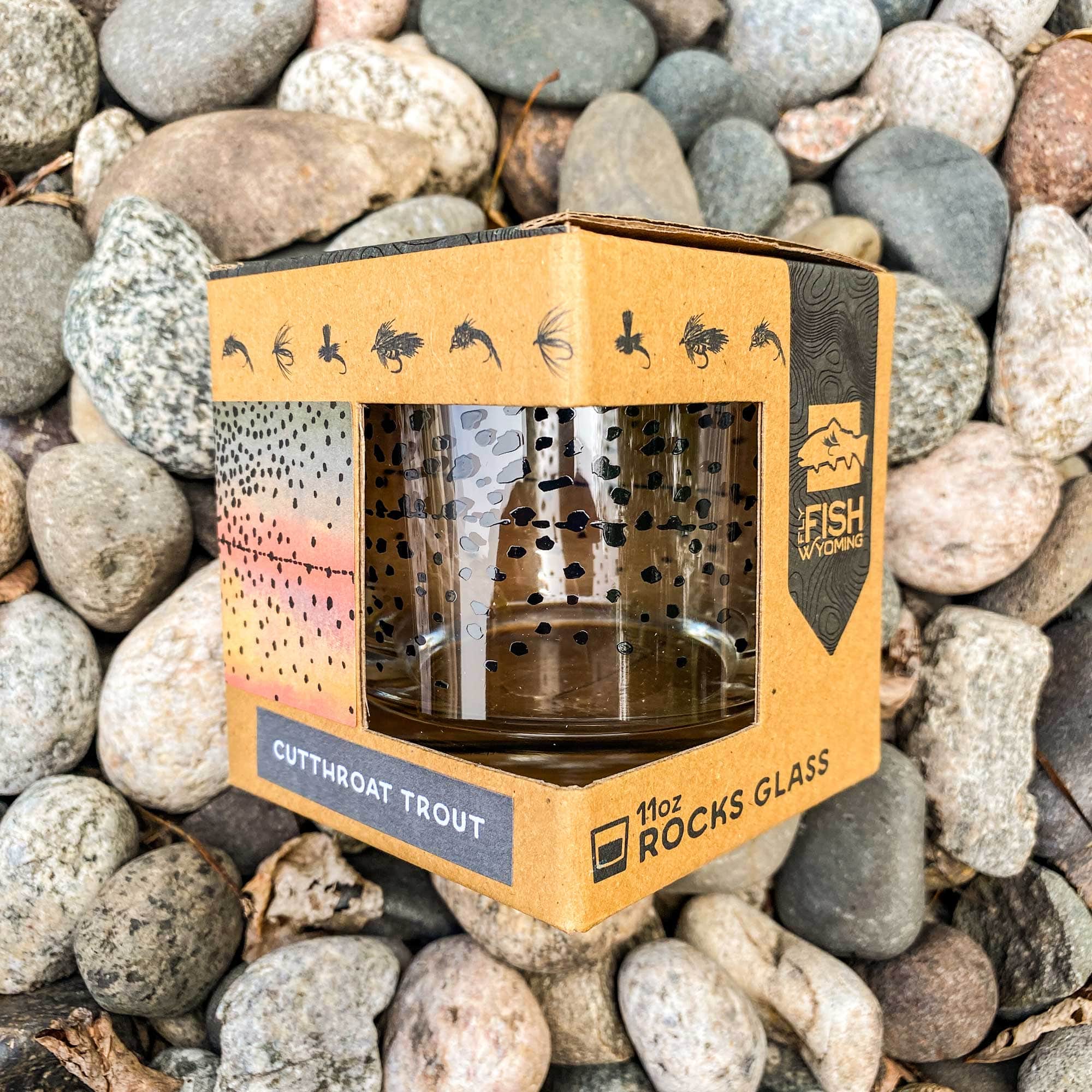 Wyo Cutthroat Trout Pattern Rocks Glass