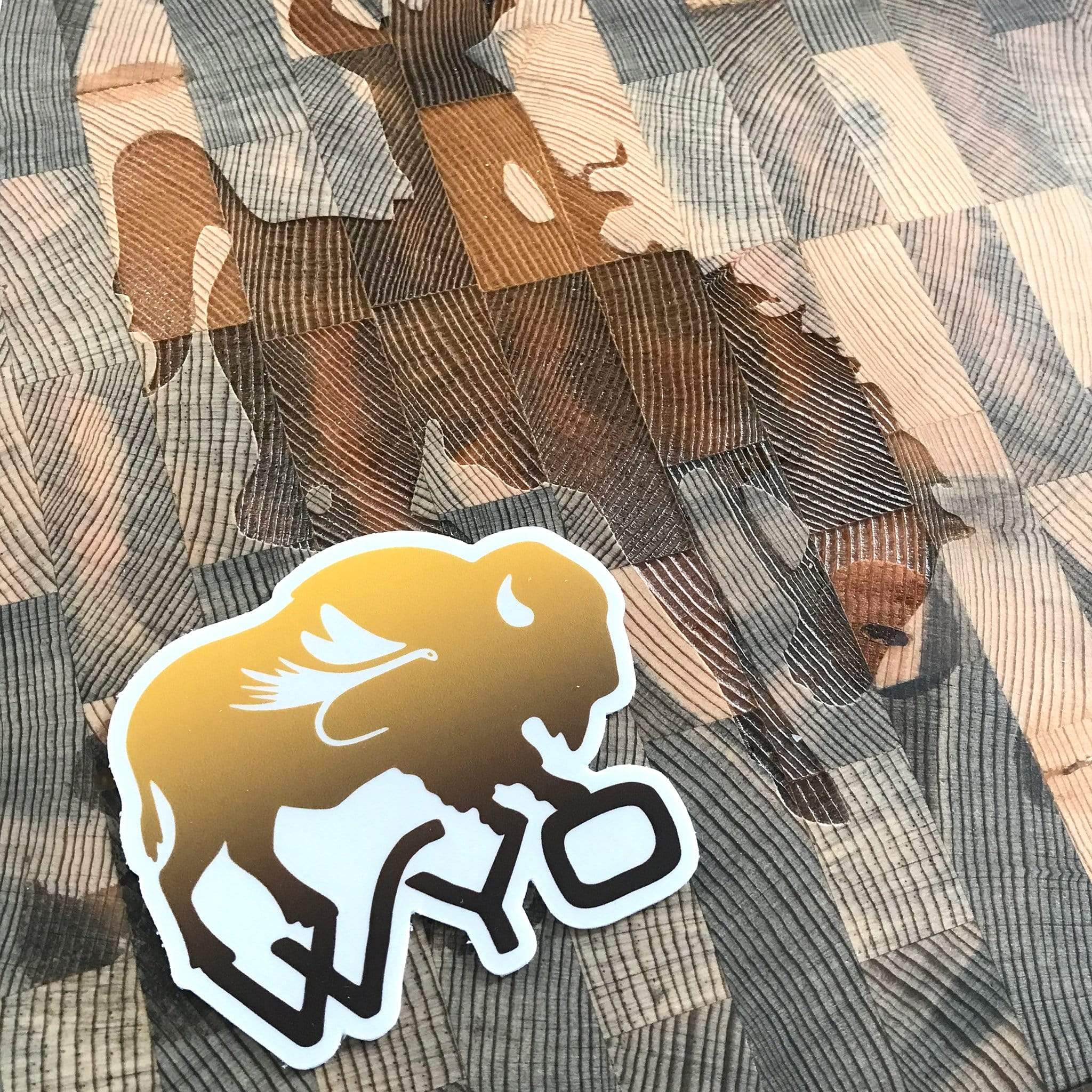 Wyo Fly Bison Sticker - Brown and Gold